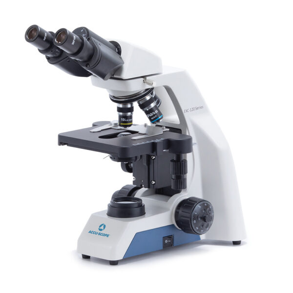 ACCU‑SCOPE EXC‑120 – Microscopio compuesto robusto y ergonómico para educación y clínica